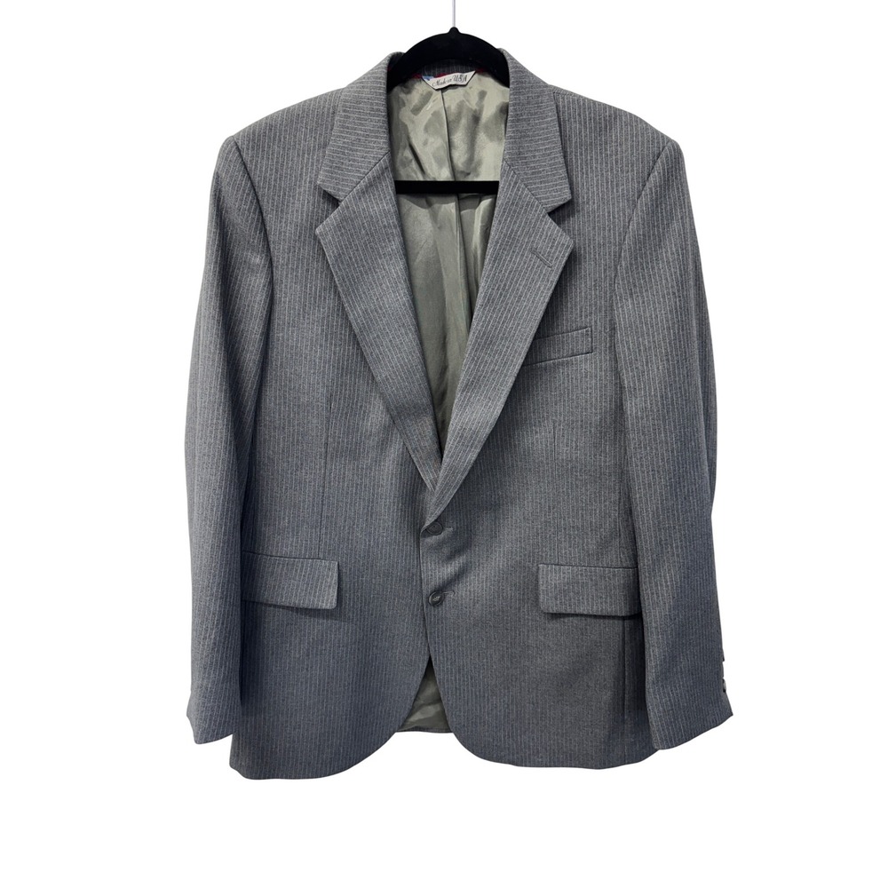 Vintage Levi Strauss & Co Gray Pinstripe Blazer Sport Coat Made in USA 2-Button